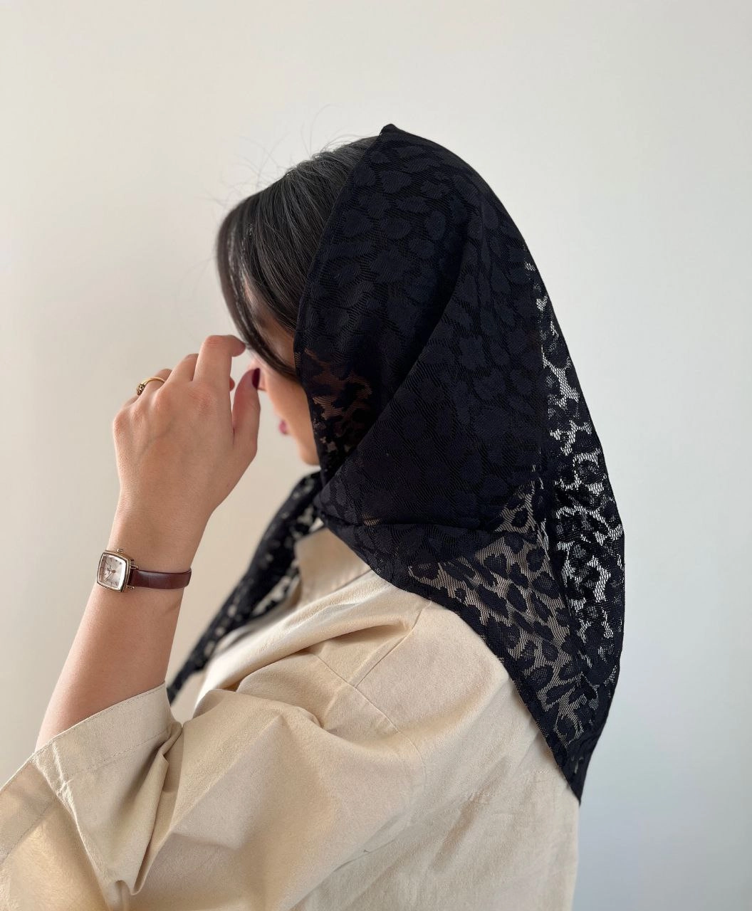 مینی اسکارف تور طرح سنگی (پلنگی مشکی)