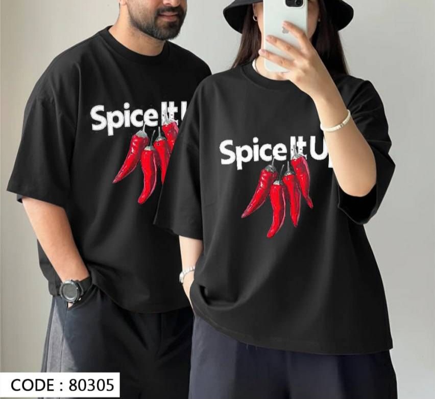 تیشرت باکسی چاپی طرح اسپایس spice پارچه سوپر پنبه مناسب آقایان و خانم ها